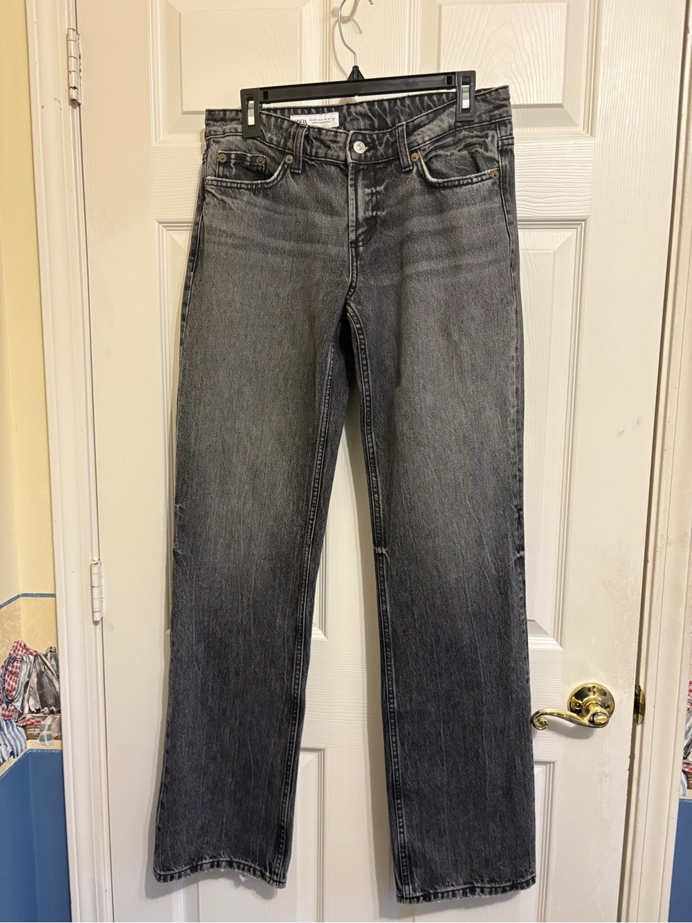 ZARA Denim Black Acid-Wash Slim Straight Leg Casual Women’s Jeans
